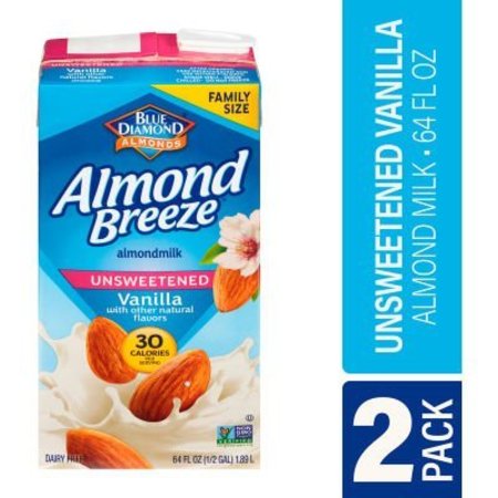 GREEN RABBIT HOLDINGS BLUE DIAMOND Almond Breeze Unsweetened Vanilla Almondmilk, 64 fl oz, 2 Pack 30700081